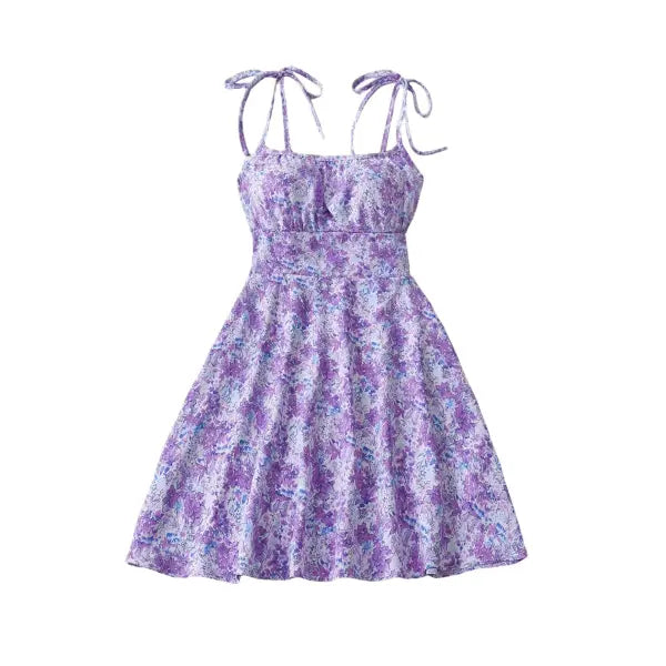 Floral Summer Dress Plus Sizes – Slimming A-Line Casual Wear - Purple / L - None