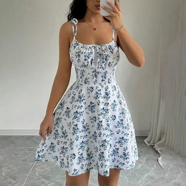 Floral Summer Dress Plus Sizes – Slimming A-Line Casual Wear - White / L - None