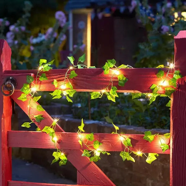 Flower Green Leaf String Lights Artificial Vine Fairy Lights Battery Powered Christmas Tree Garland Light for Weeding