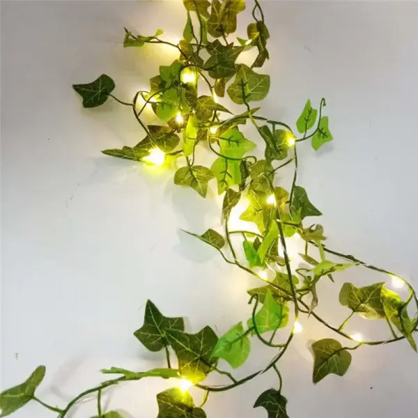Flower Green Leaf String Lights Artificial Vine Fairy Lights Battery Powered Christmas Tree Garland Light for Weeding