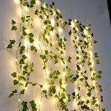 Flower Green Leaf String Lights Artificial Vine Fairy Lights Battery Powered Christmas Tree Garland Light for Weeding