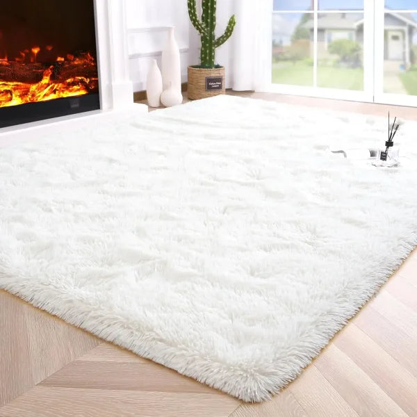 Fluffy Rugs for Bedroom – Soft Non-Slip Area Rugs for Living Room and Hardwood Floors - Cream / 153x244cm 5x8ft