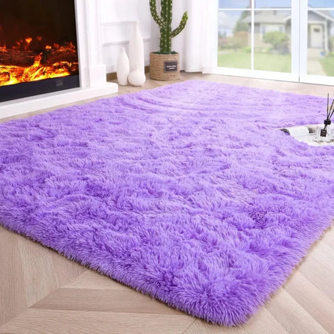 Fluffy Rugs for Bedroom – Soft Non-Slip Area Rugs for Living Room and Hardwood Floors - Purple / 153x244cm 5x8ft