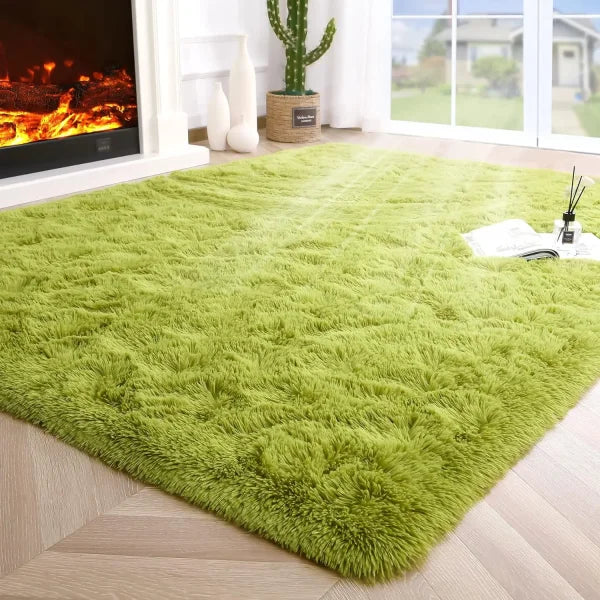 Fluffy Rugs for Bedroom – Soft Non-Slip Area Rugs for Living Room and Hardwood Floors - Grass green / 153x244cm 5x8ft