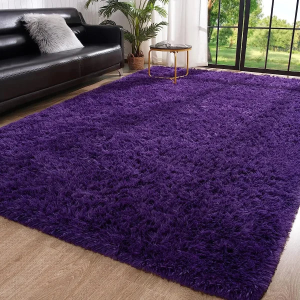 Fluffy Rugs for Bedroom – Soft Non-Slip Area Rugs for Living Room and Hardwood Floors - Deep Purple / 153x244cm 5x8ft