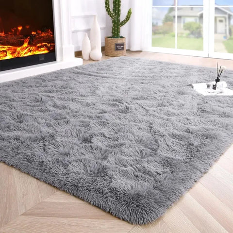 Fluffy Rugs for Bedroom – Soft Non-Slip Area Rugs for Living Room and Hardwood Floors - Grey / 153x244cm 5x8ft / United