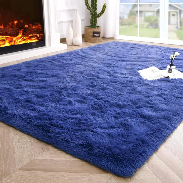 Fluffy Rugs for Bedroom – Soft Non-Slip Area Rugs for Living Room and Hardwood Floors - Sand cyan / 153x244cm 5x8ft