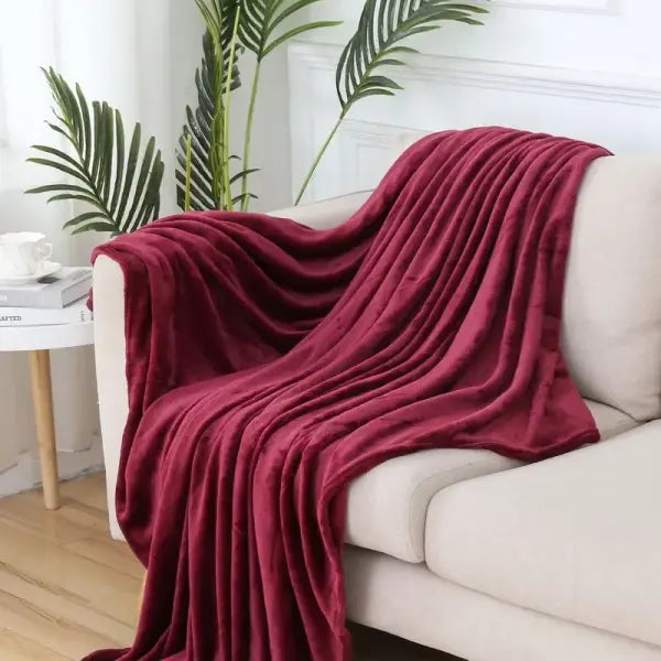 Luxury Fluffy Coral Velvet Throw Blanket - Thickened Warm Flannel Plush Blanket for Sofa & Bed - wine / 70x100cm