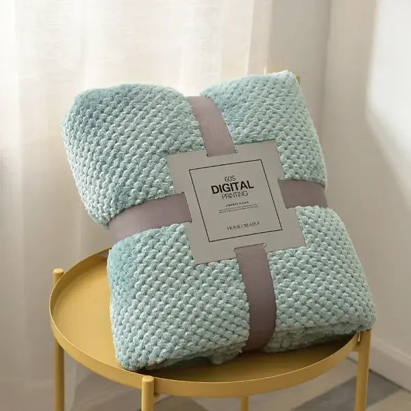 Luxury Fluffy Coral Velvet Throw Blanket - Thickened Warm Flannel Plush Blanket for Sofa & Bed - Light Blue / 120x200cm