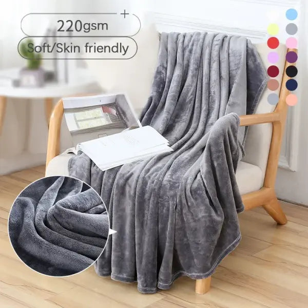 Fluffy Coral Velvet Blanket Flannel Plush Comfortable Thickened and Warm Soft Sofa Throw Blanket for Air-Conditioned