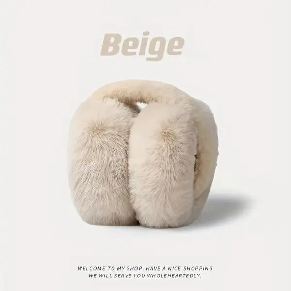 Foldable Adjustable Women’s Winter Ear Muffs – Fashionable Outdoor Ear Warmers for Cold Weather - Cream Color