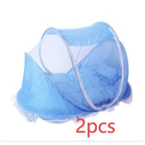 Foldable Baby Bed Net With Pillow Net 2pieces Set - Blue 2pcs