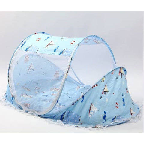 Foldable Baby Bed Net With Pillow Net 2pieces Set - Blue Boat