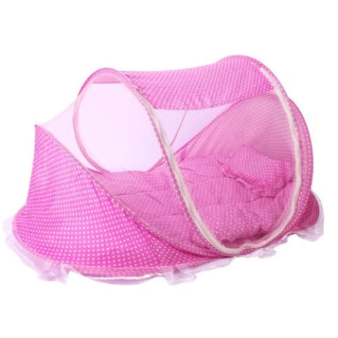 Foldable Baby Bed Net With Pillow Net 2pieces Set - Pink