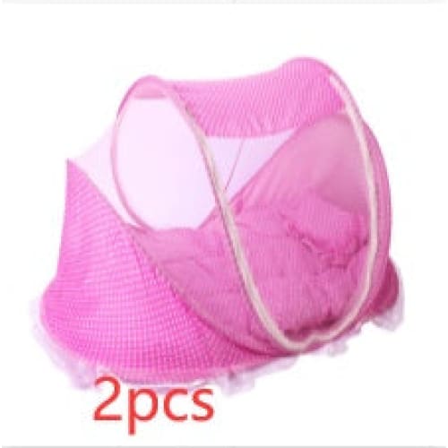 Foldable Baby Bed Net With Pillow Net 2pieces Set - Pink 2pcs