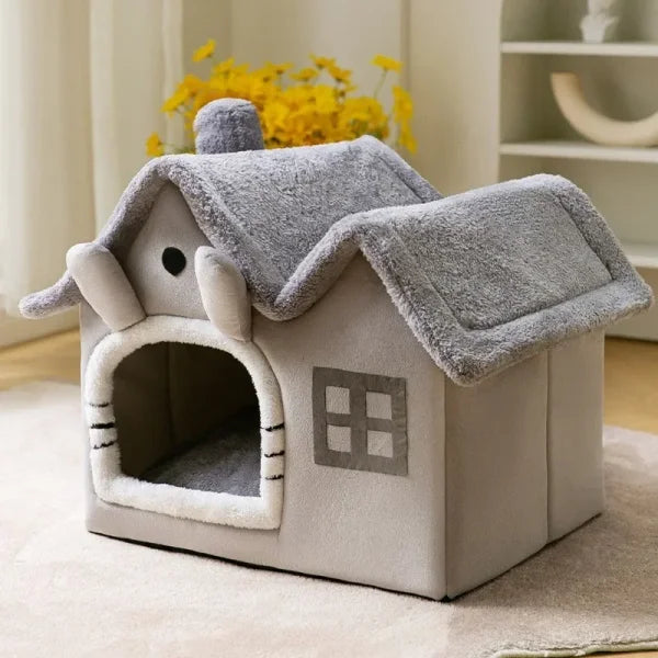 Foldable Dog House Kennel Bed - Warm Winter Nest for Pets
