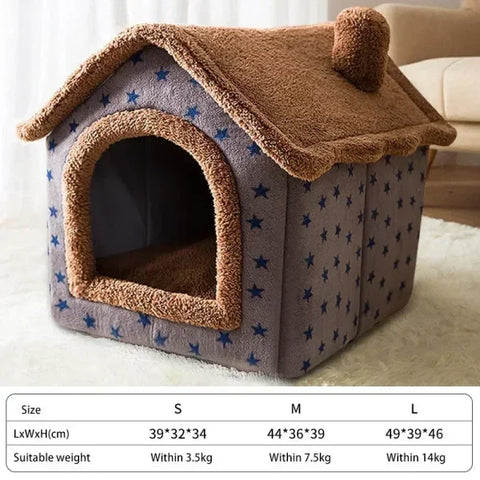 Foldable Dog House Kennel Bed - Warm Winter Nest for Pets - 15 / L within 14kg pet