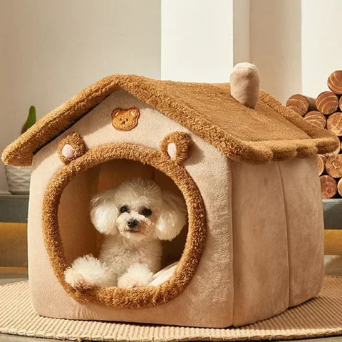 Foldable Dog House Kennel Bed - Warm Winter Nest for Pets