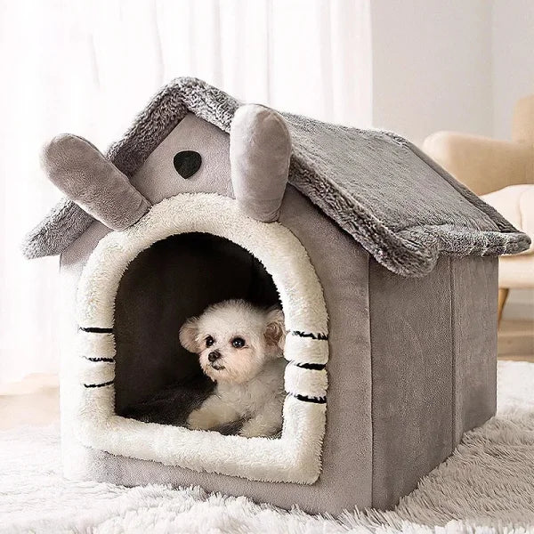 Foldable Dog House Kennel Bed - Warm Winter Nest for Pets