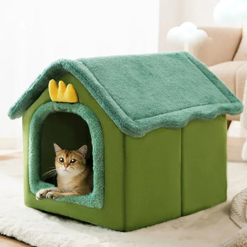 Foldable Dog House Kennel Bed - Warm Winter Nest for Pets