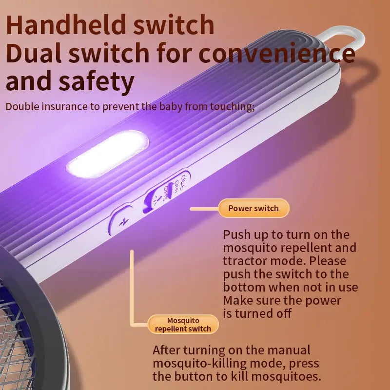 Foldable Electric Mosquito Swatter 3-in-1 Electric Mosquito Killer Anti-mosquito Lamp Rechargeable Wall-Mounted