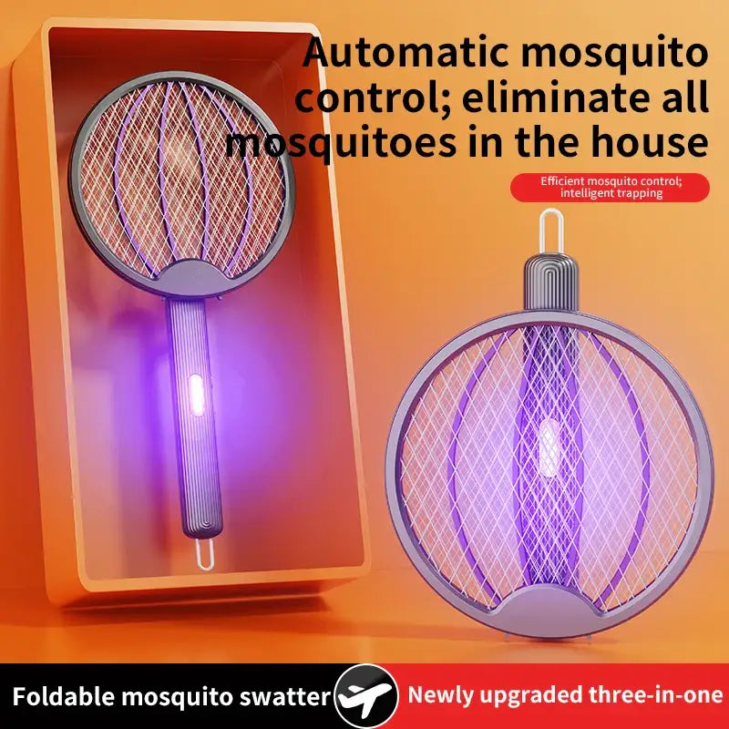 Foldable Electric Mosquito Swatter 3-in-1 Electric Mosquito Killer Anti-mosquito Lamp Rechargeable Wall-Mounted