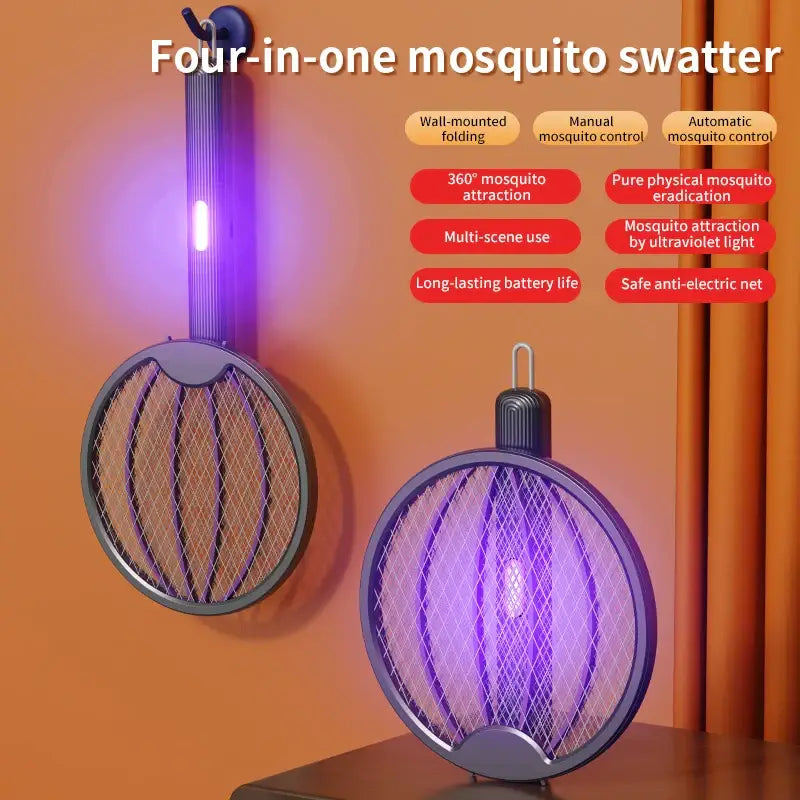 Foldable Electric Mosquito Swatter 3-in-1 Electric Mosquito Killer Anti-mosquito Lamp Rechargeable Wall-Mounted
