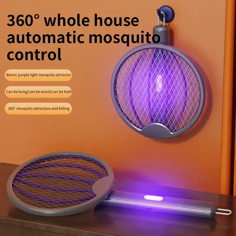 Foldable Electric Mosquito Swatter 3-in-1 Electric Mosquito Killer Anti-mosquito Lamp Rechargeable Wall-Mounted