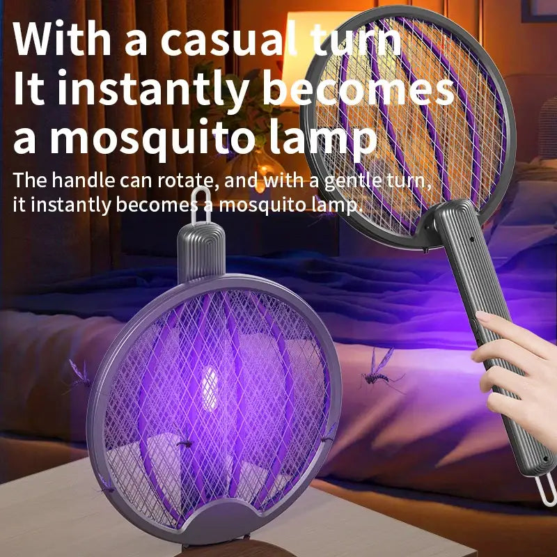 Foldable Electric Mosquito Swatter 3-in-1 Electric Mosquito Killer Anti-mosquito Lamp Rechargeable Wall-Mounted
