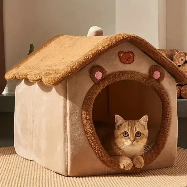 Foldable 2-in-1 Pet House & Sofa: Washable Puppy Cave & Cat Bed for Small to Medium Pets