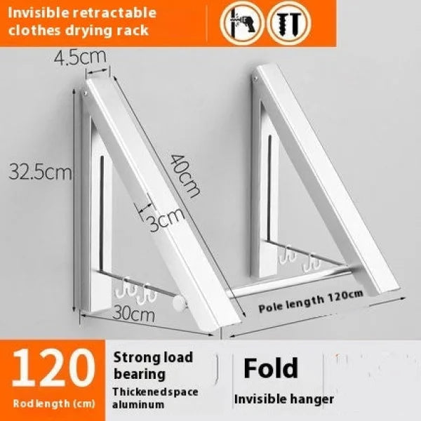 Punch-Free Foldable Wall Hanger - Space Aluminum Waterproof & Retractable - 2 frames 120cm