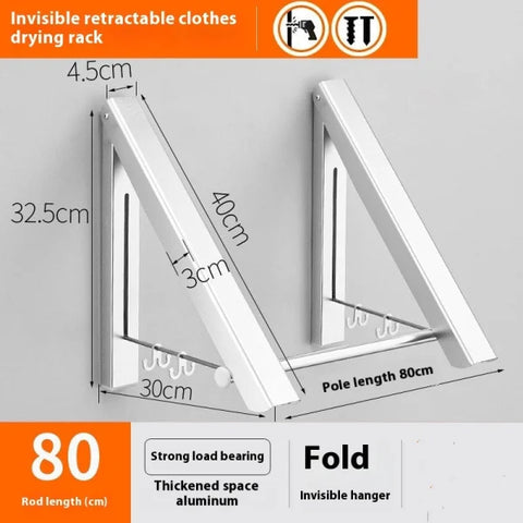 Punch-Free Foldable Wall Hanger - Space Aluminum Waterproof & Retractable - 2 frames 80cm