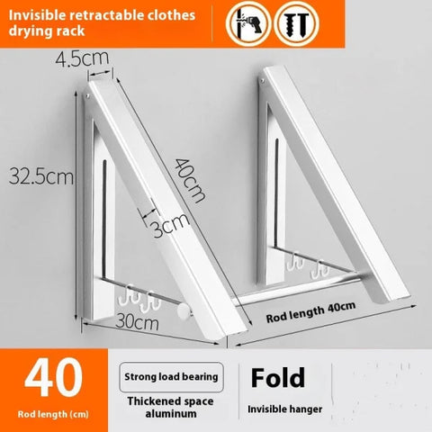 Punch-Free Foldable Wall Hanger - Space Aluminum Waterproof & Retractable - 2 frames 40cm