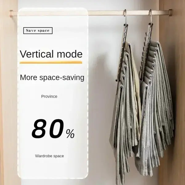 5/9 Layer Stainless Steel Folding Magic Pants Hangers Space-Saving Trouser & Jeans Organizer