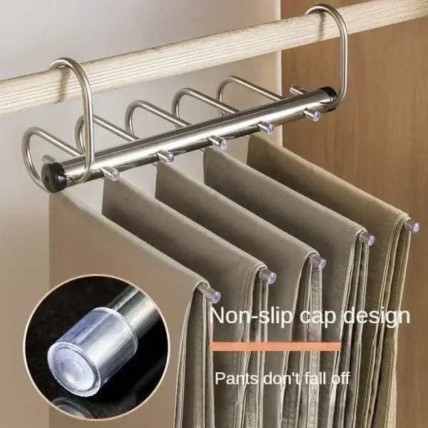 5/9 Layer Stainless Steel Folding Magic Pants Hangers Space-Saving Trouser & Jeans Organizer