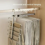 5/9 Layer Stainless Steel Folding Magic Pants Hangers Space-Saving Trouser & Jeans Organizer