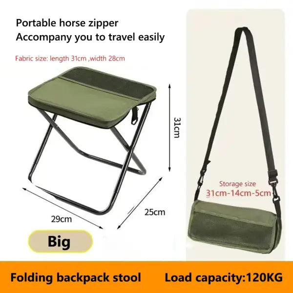 Portable Folding Camping Stool with Shoulder Strap Bag - Lightweight Compact Chair for Fishing & Hiking - green / China