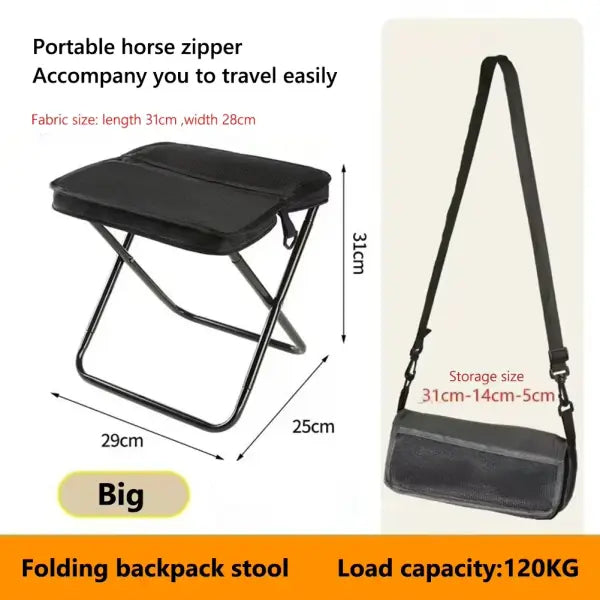 Folding stool for outdoor leisure camping and hiking fishing trips convenient shoulder bag style portable stool