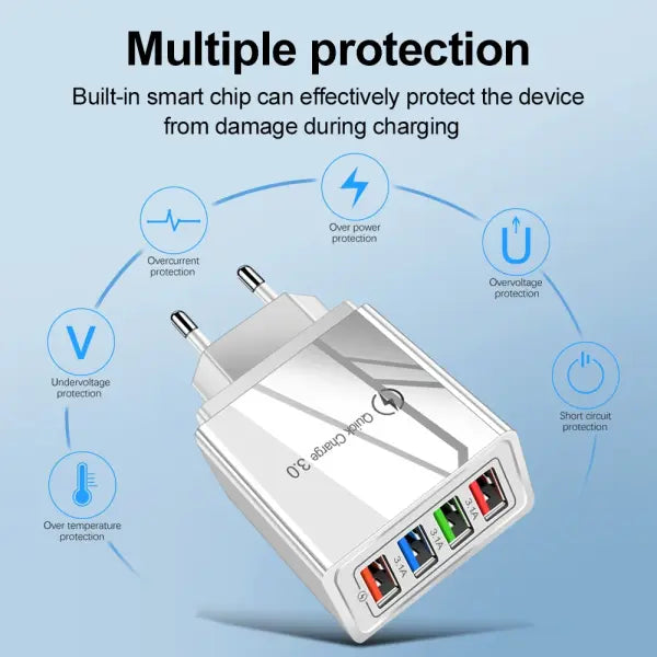 For iPhone 14 USB Charger Quick Charge 3.0 For Samsung Xiaomi mi Tablets Mobile Phone Charger Adapter EU/US Plug Fast