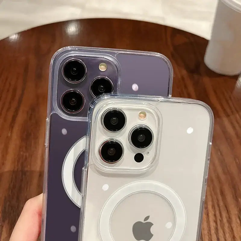 For Magesafe Magnetic Transparent Wireless Charge Case For iPhone 11 12 13 14 15 16 17 Air Pro Max Plus Mini Shockproof