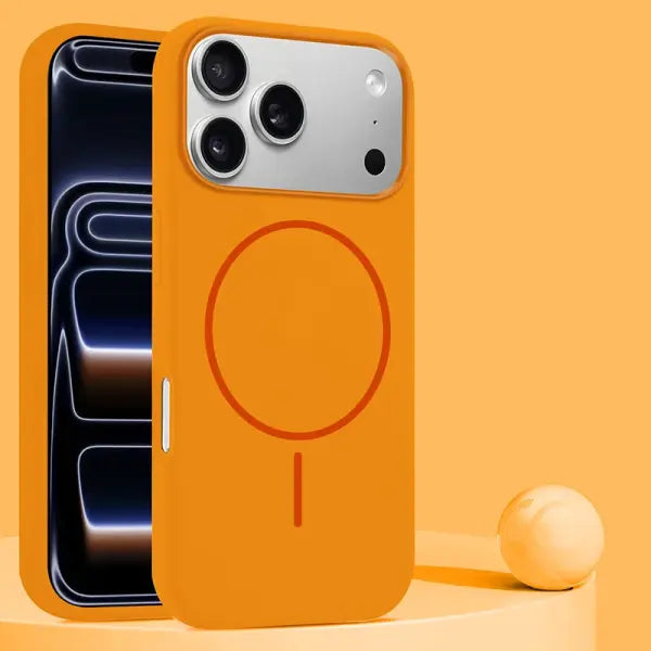 MagSafe Magnetic Silicone Phone Case for iPhone 17 / 17 Pro / 17 Pro Max – Solid Color Air Bumper Back Cover - Orange