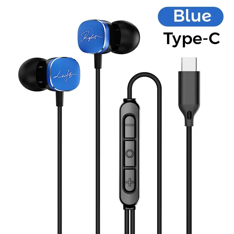 Type C Wired Samsung Galaxy Earphones HiFi Bass Surround Sound - Blue Type C