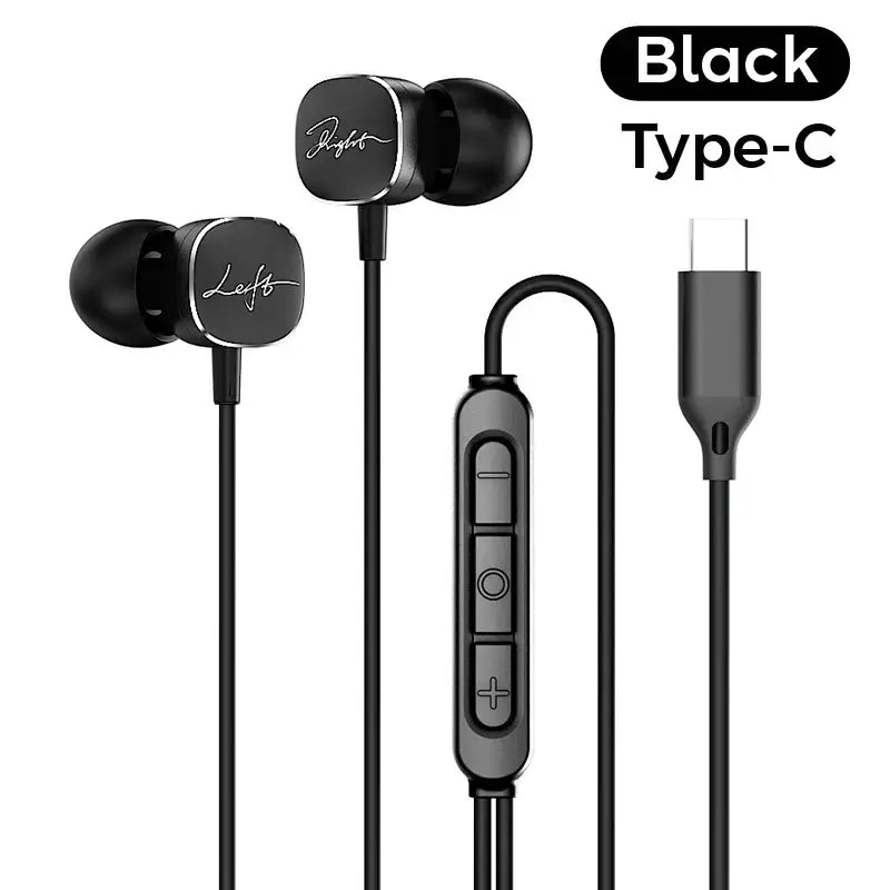 Type C Wired Samsung Galaxy Earphones HiFi Bass Surround Sound - Black Type C