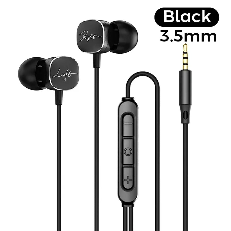 Type C Wired Samsung Galaxy Earphones HiFi Bass Surround Sound - Black 3.5mm