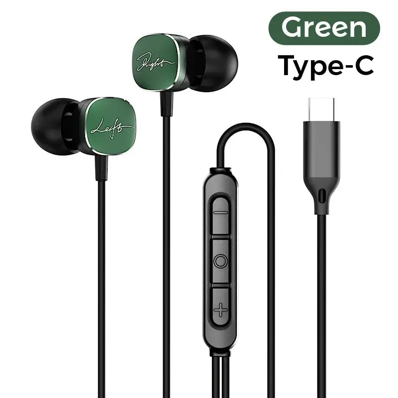 Type C Wired Samsung Galaxy Earphones HiFi Bass Surround Sound - Green Type C