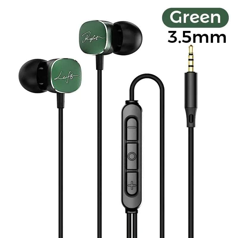 Type C Wired Samsung Galaxy Earphones HiFi Bass Surround Sound - Green 3.5mm