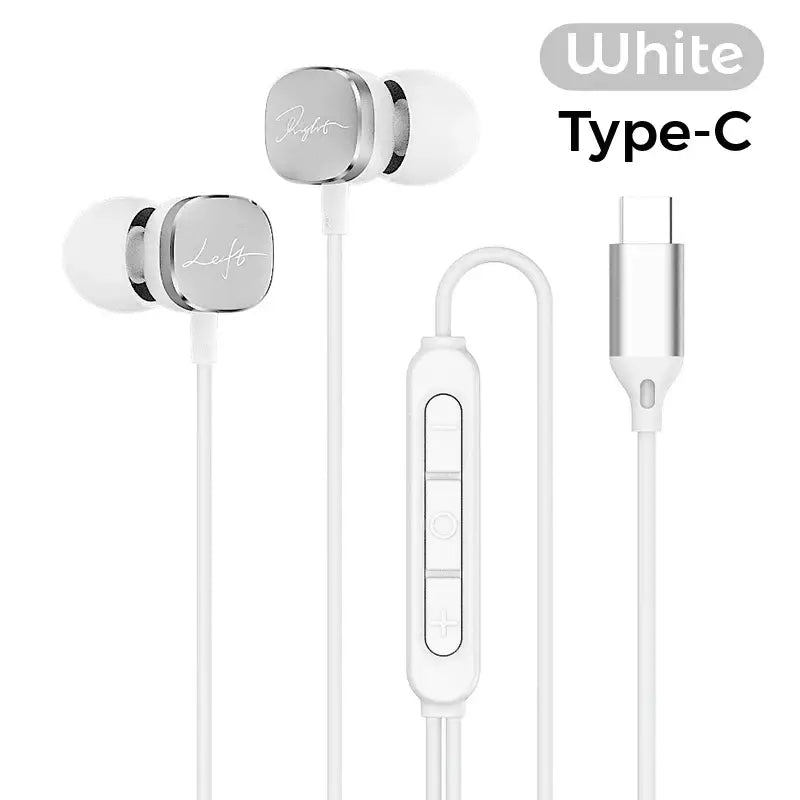 Type C Wired Samsung Galaxy Earphones HiFi Bass Surround Sound - White Type C