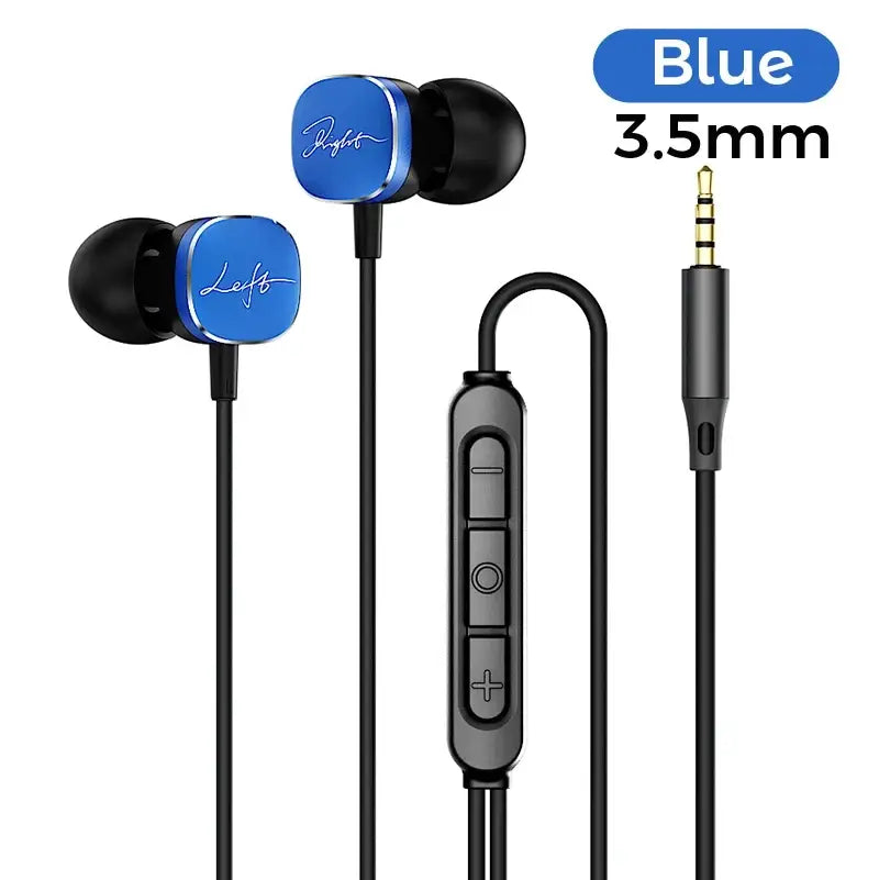 Type C Wired Samsung Galaxy Earphones HiFi Bass Surround Sound - Blue 3.5mm
