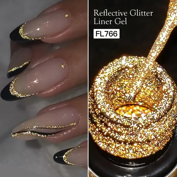 FOUR LILY 5ml Reflective Glitter Liner Nail Gel Polish Gold Silver Red Sparkling Nail Supplies UV/LED Varnish Painting