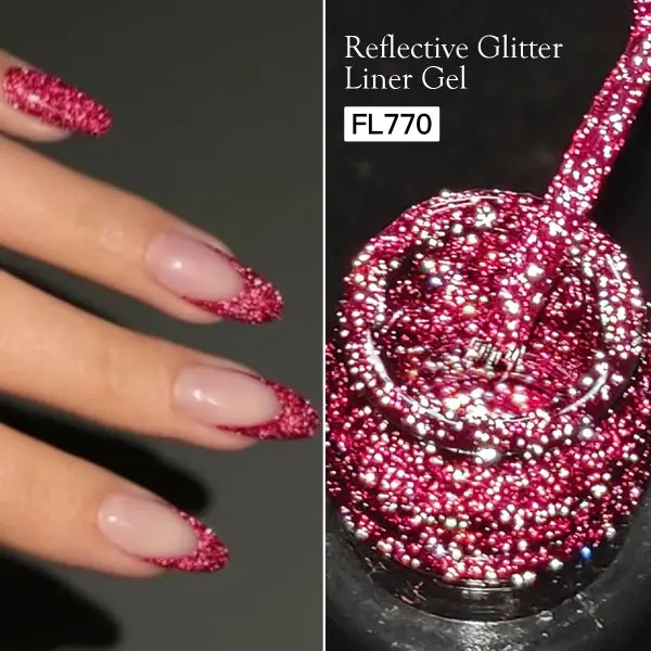 FOUR LILY Reflective Glitter Liner Nail Gel Polish 5ml – Gold Silver Red Sparkling UV/LED Painting Gel - A0066-5